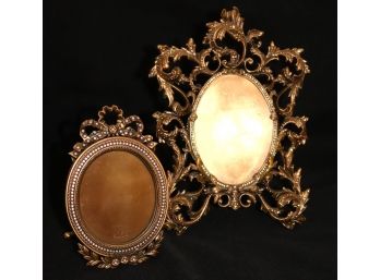 Pair Of Berebi Limited Edition Ornate Bronze Finish Oval Photo Frames