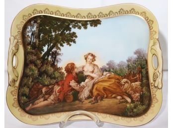 Fine Porcelain Reproduction Wall Hanging Tray  Marked F Bouchet 1759
