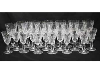 Set Of 12 Waterford Red & White Wine Crystal Stemware