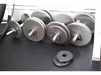4 Sets Of Adjustable Plate Weight Dumbbells  10, 5 And 2.5 Pound Plates