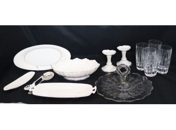 Assorted Lenox Fine Porcelain With Silver Trim & Crystal Serving Pieces