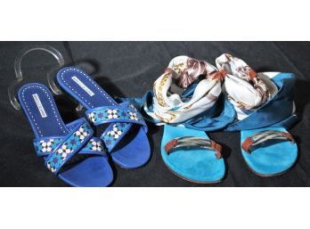 Manolo Blahnik Moroccan Style Sandals & Italian Sandals With Scarf Ties  Size 39