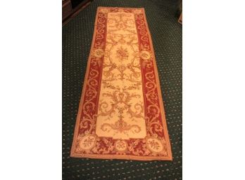 Gorgeous Aubusson Runner In Shades Of Gold, Camel & Deep Red
