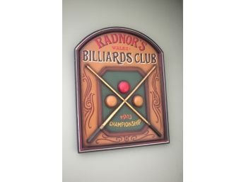 Radnors Wales Billiards Club Wood Wall Hanging Artwork
