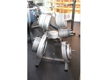 Weight Tree With Multiple Weight Plates  2.5, 5, 10, 25, 35, & 45 Pound Plates