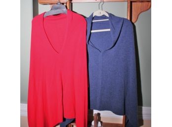 Womens Cashmere Ponchos In Blue & Red In Size 10/12