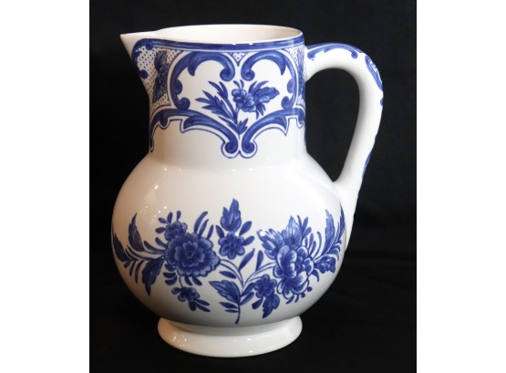 Tiffany Delft 1996 Made In Portugal Water Pitcher, Beautiful Blue & White Pattern