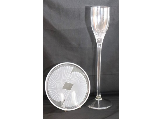Baccarat Oversized 2-Foot-Tall Wine Glass  & Frosted Etched Serving Platter