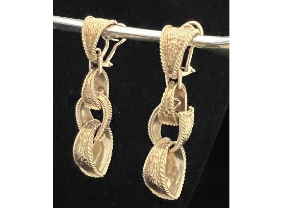 14K YG Pair Of Stirrup Style 4 Link Earrings
