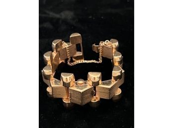 14k Unique Rose Solid Gold Ladies Peek-A-Boo Chalet Watch & Bracelet - Size 6.25