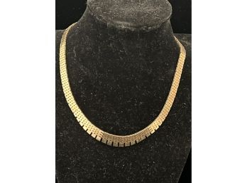 14K YG 16' Cleopatra Style Brick Link Necklace Signed ODP