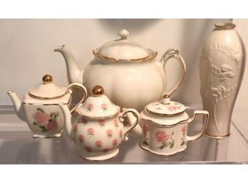 Collection Includes Lenox Vase, Kettle Made In Czechoslovakia & Partylite Miniature Tea Set