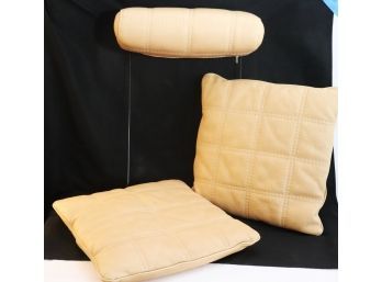 Giorgio Bolster Neck Attachment Pillow For Sofa, On Metal Post - Leather Made In Italy