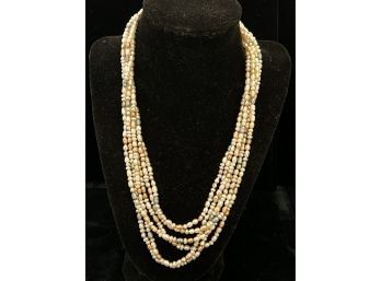20 Inch Long 6 Strand Multi Color Freshwater Pearl Necklace