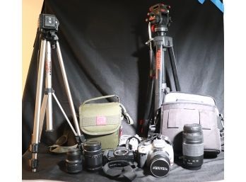 Camera Equipment Includes Olympus OM-D E-10 Digital Camera, Olympic Lens ABJC39421, ABGD23417, Canon EOS D