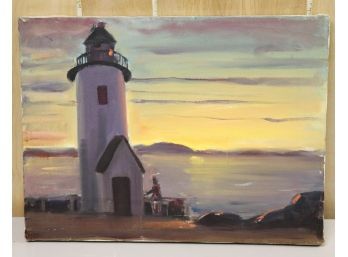 Lighthouse Painting On Canvas By Judy Hirshman