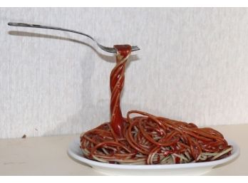 Floating Fork & Spaghetti Art Sculpture By Rego Unique Piece!