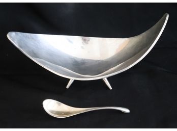 Gorgeous MCM Sterling Silver Centerpiece Bowl Plus Sterling Silver Spoon