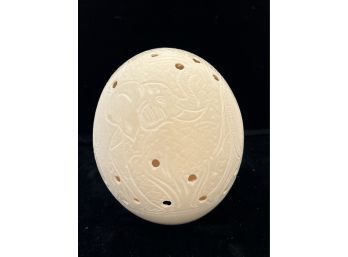 Highly Carved Ostrich Egg That Measures Approximately 5' W X 6' Tall