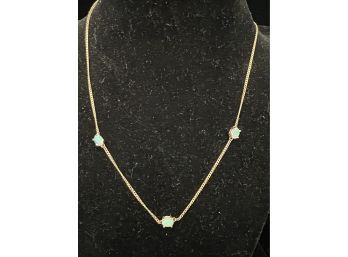14k YG 16'  3 Opal Choker Necklace