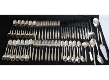 International Deep Silver Inlaid Flatware (Plated) Service For 8 With Extras