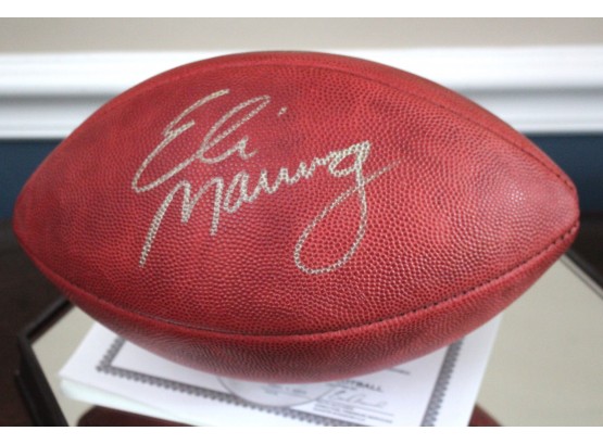 Eli Manning Autographed Football And Case With COA