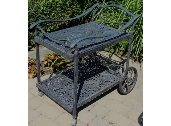 Outdoor Cast Aluminum Patio Cocktail Cart