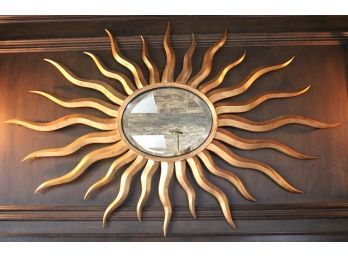 Large Fabulous Sunburst Mirror With A Beveled Edge Amazing Piece With Gold Painted Detail