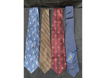 Group Of 4 Men's Designer Silk Ties Including: Christine Dior, Valentino And Polo