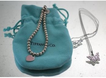 Tiffany & Co Sterling Beaded Bracelet With Heart Charm