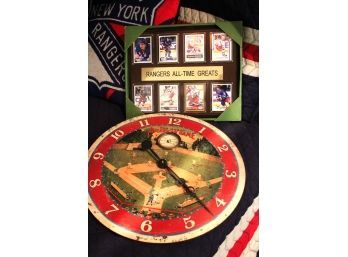 Ranger Hockey Cards In Frame & Baseball Clock