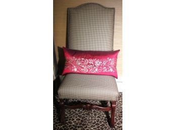 Gorgeous Custom Accent Chair In The Style Of Ralph Lauren With Custom Wool Fabric With Nail Head Accents