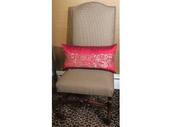 Gorgeous Custom Accent Chair In The Style Of Ralph Lauren With Custom Wool Fabric Nail Head Accents Along