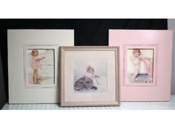 Set Of 3 Pretty / Adorable Framed Prints Of Innocent Children!