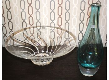 Beautiful Blue Waterford Crystal Vase & G. Durand 24 Percent Crystal Bowl From France