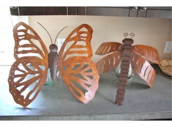 Dr. Livingstone I Presume Butterfly/ Dragonfly Vases/Planters Made From Hand Cut Crafted Metal