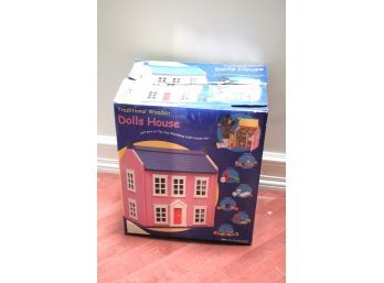 Traditional Wooden Doll House Like New In The Box As Pictured