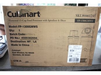 Cuisinart Elemental 13 Cup Food Processor Unused With Spiralizer & Dicer Model FP-1300GMWS NEW IN Box