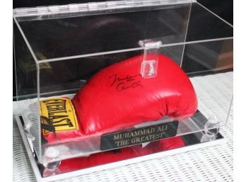 Muhammad Ali Autographed Glove With Display Case/Glove Size 12 In A Display Case