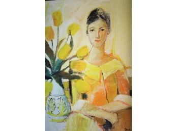 Painting Of A Beautiful Woman On Board Signed By The Artist Sardi