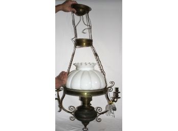 Vintage Hurricane Style Light Fixture Approx. 24 Inches X 24 Inches