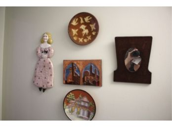 Decorative Collection Includes Wall Plates & More, Lady With Cat Signed By Barbara Sexton 1981
