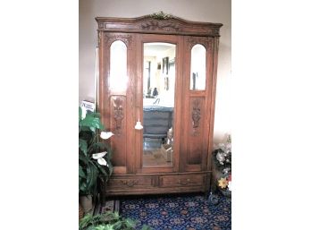 Antique Mirrored Armoire Cabinet