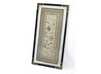 Asian Silk Embroidery Artwork In A Glass Frame