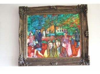 Original Mixed Media Painting Signed By Listed Artist Diane Vidito 1966 Amazing Use Of Color As Pictured