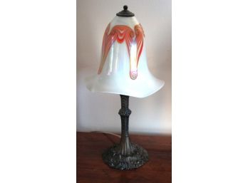 Vintage Art Deco Style Lamp With A Beautiful Glass Shade