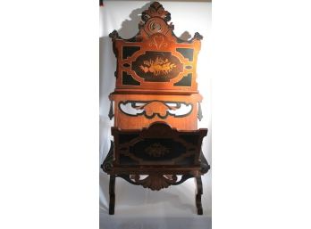 Very Ornate Carved Wood Easel/Stand, Etched Detail