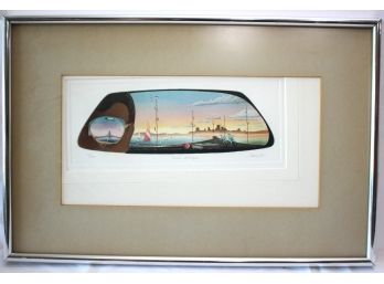 Fleurs Elecriques' Lithograph 50/200 Signed By The Artist 1988 In Lower Right Corner, Cool Retro Rearview