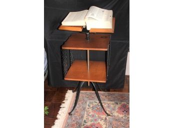 19th Century Cast Iron & Walnut Adjustable Dictionary Stand By Rm Lambie Ny, Includes Websters Dictionary