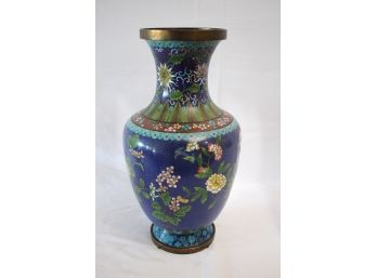 Large Vintage Floral Cloisonn Vase